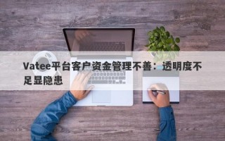 Vatee平台客户资金管理不善：透明度不足显隐患