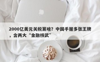 2000亿美元关税算啥？中国手握多张王牌，含两大“金融核武”