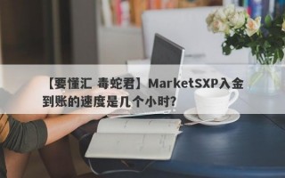 【要懂汇 毒蛇君】MarketSXP入金到账的速度是几个小时？
