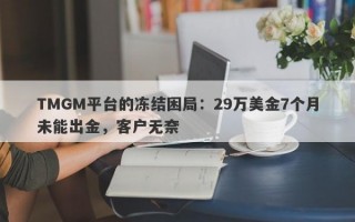 TMGM平台的冻结困局：29万美金7个月未能出金，客户无奈