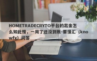 HOMETRADECRYTO平台的出金怎么如此慢，一周了还没到账-要懂汇（knowfx）问答