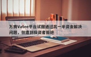 万腾Vatee平台试图通过出一半资金解决问题，但遭到投资者拒绝