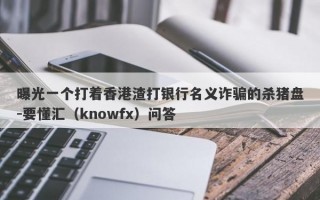 曝光一个打着香港渣打银行名义诈骗的杀猪盘-要懂汇（knowfx）问答