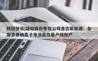 财经快讯|雄韬股份参股公司盘古新能源：全国首条钠离子电池柔性量产线投产