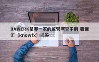 BAWERK是哪一家的监管啊查不到-要懂汇（knowfx）问答