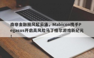 南非金融圈风起云涌，Mabicon携手Pegasus开启高风险马丁格尔游戏新纪元！