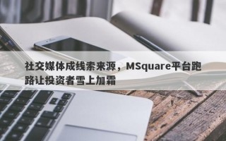 社交媒体成线索来源，MSquare平台跑路让投资者雪上加霜