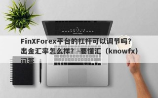 FinXForex平台的杠杆可以调节吗？出金汇率怎么样？-要懂汇（knowfx）问答