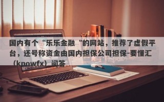 国内有个“乐乐金融“的网站，推荐了虚假平台，还号称资金由国内担保公司担保-要懂汇（knowfx）问答