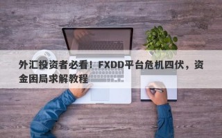 外汇投资者必看！FXDD平台危机四伏，资金困局求解教程