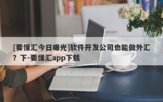 [要懂汇今日曝光]软件开发公司也能做外汇？下-要懂汇app下载